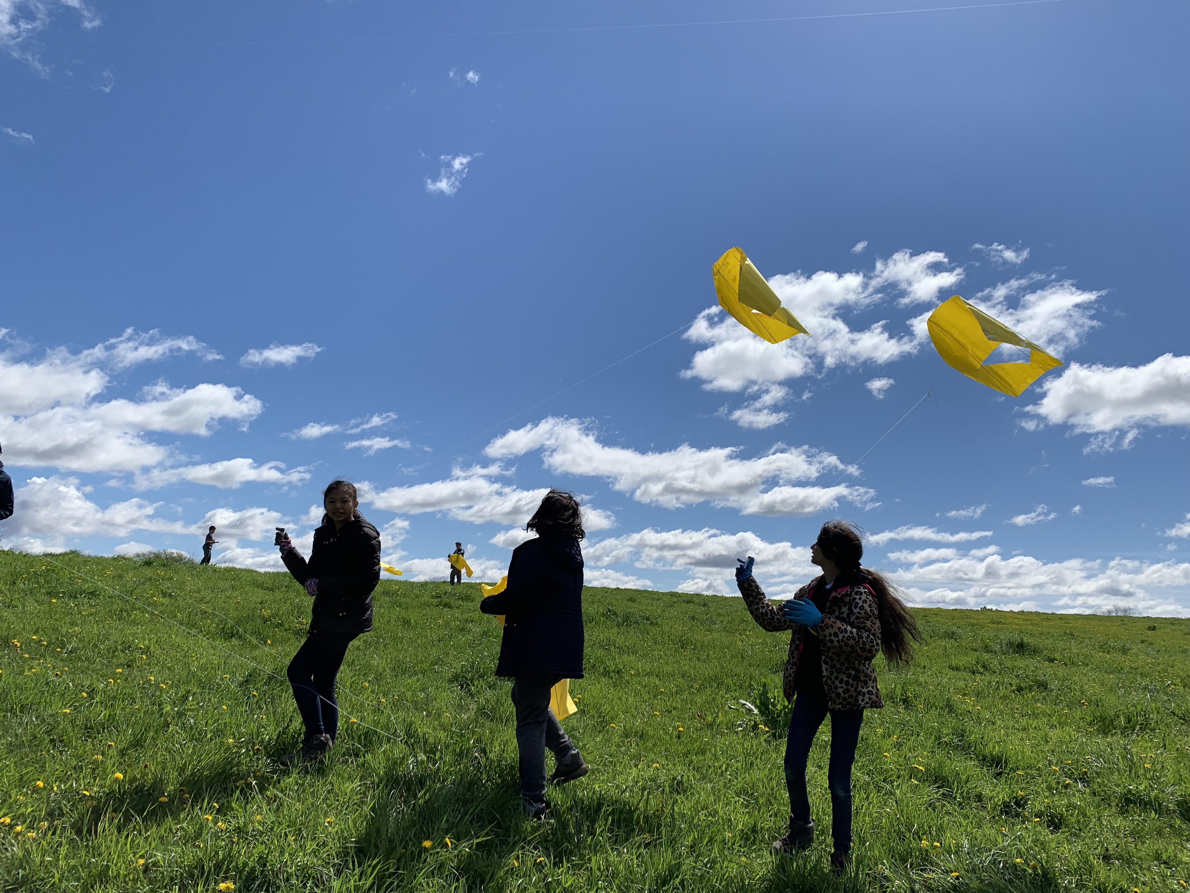 Outdoor Education Trips students flying kite