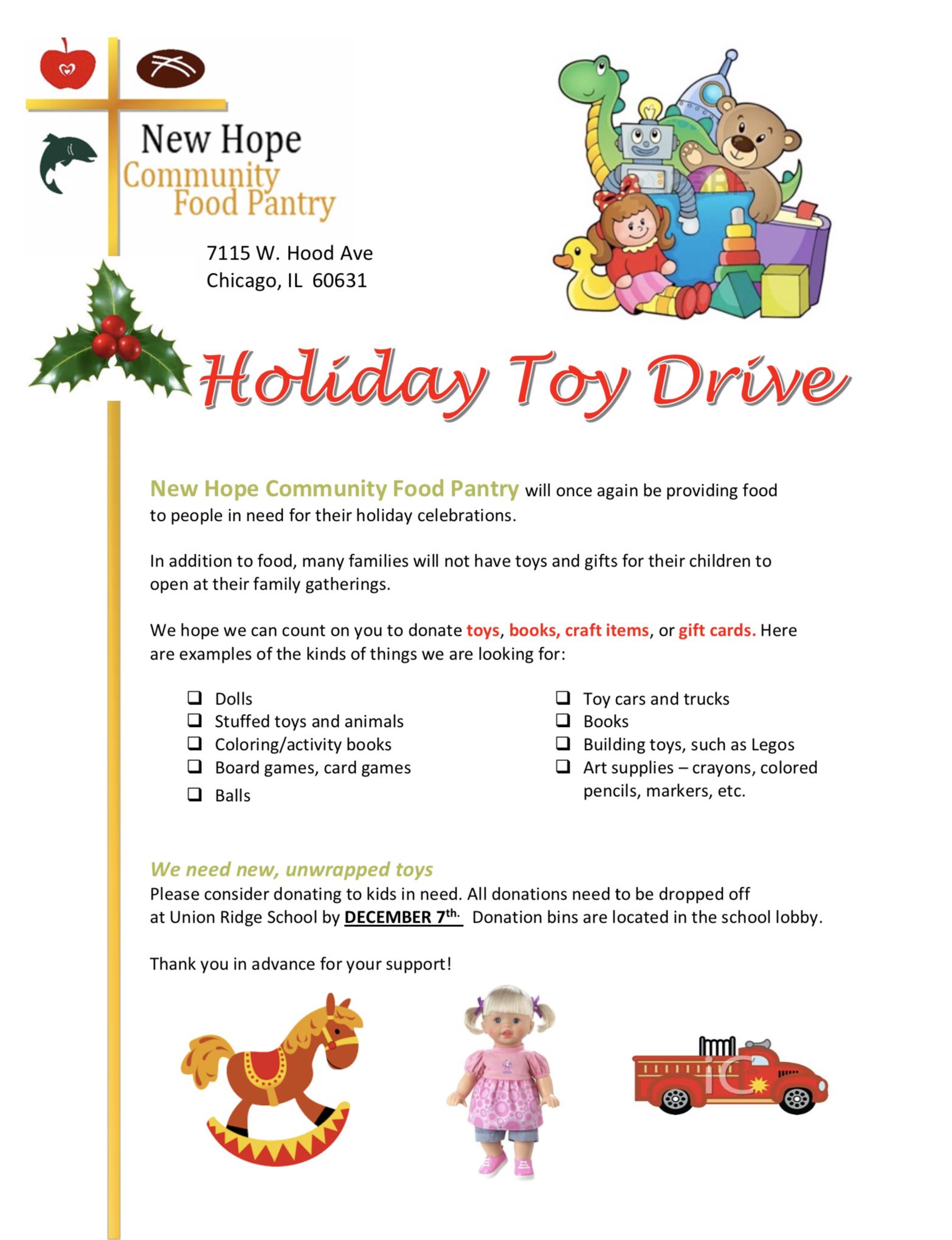 Pantry toy drive flyer