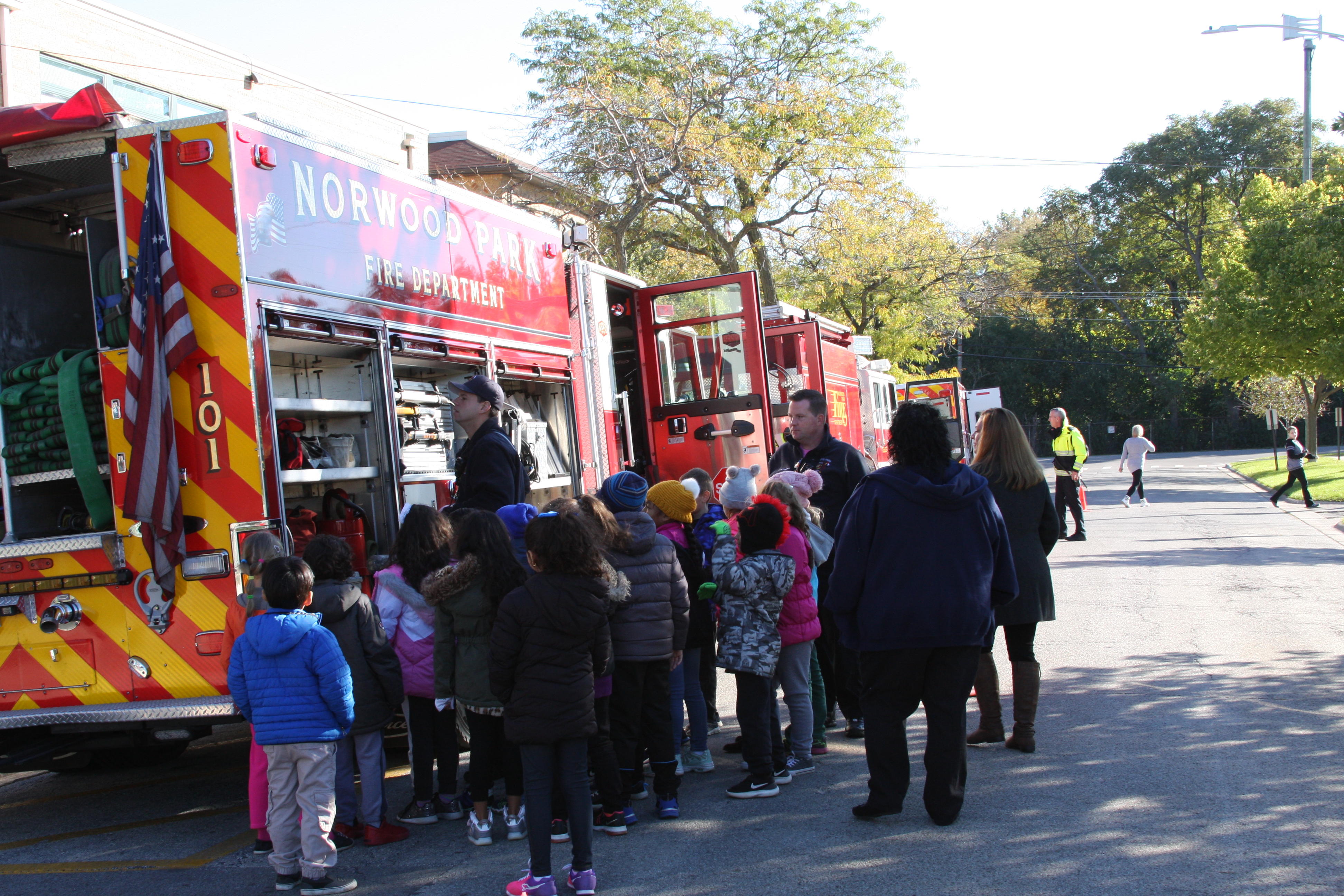 image of students observing the firefighter